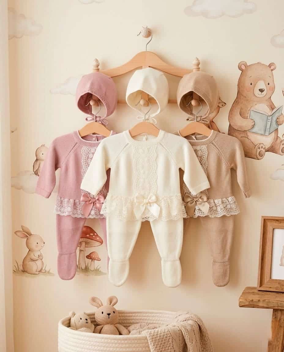 Conjunto hilo polaina capota jersey detalle encaje RF/8007