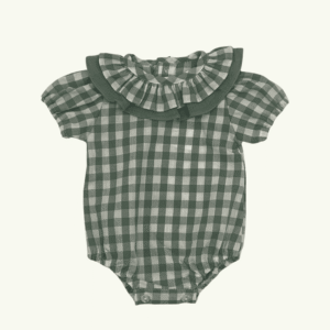 Pelele vichy verde doble volante M/Corta MASAN BEBÉ - Talla 3 meses