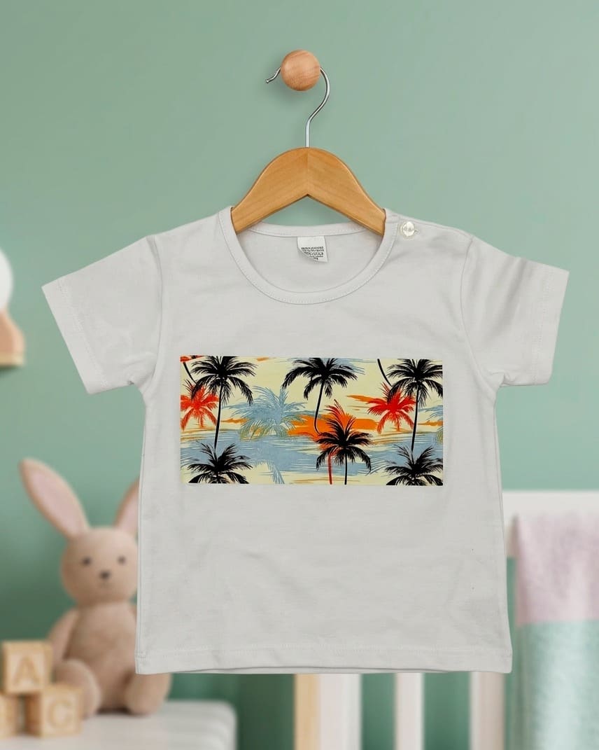 Conjunto algodón camiseta estampado palmera y calzona - Imagen 3
