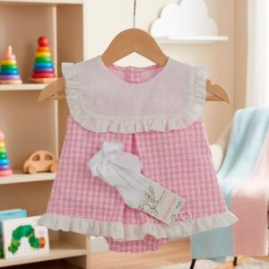 Jesusito cubre pañal vichy rosa cuello perforado (MASAN BEBÉ) - Talla 36 meses