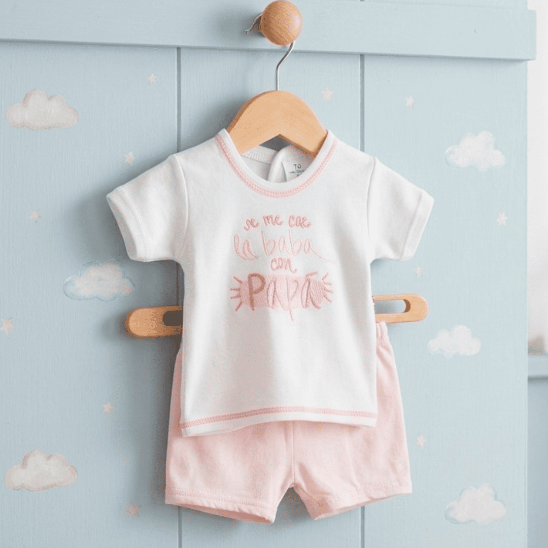 Pijama 0/1 mes frase se me cae la baba con papa algodón 100% - Imagen 4
