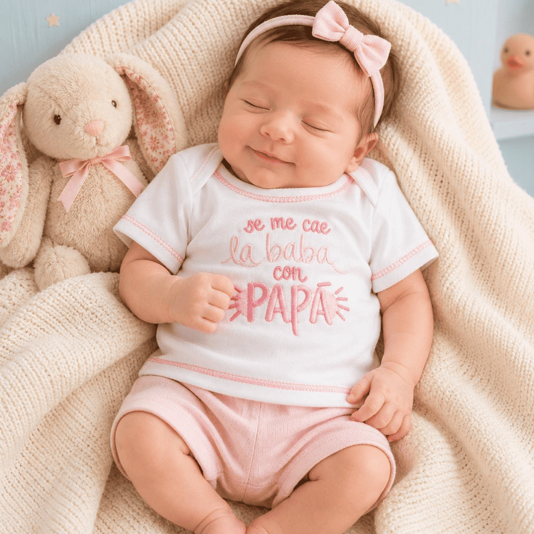 Pijama 0/1 mes frase se me cae la baba con papa algodón 100% - Imagen 5