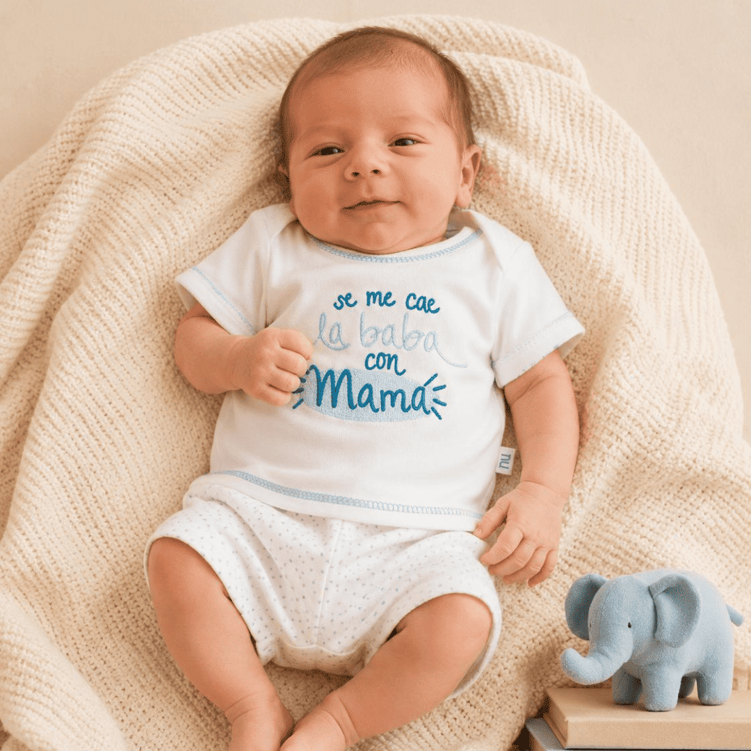 Pijama 0/1 mes frase se me cae la baba con mama algodón 100% - Imagen 5
