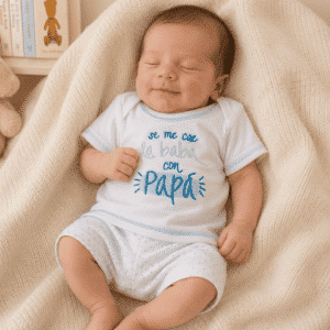 Pijama 0/1 mes frase se me cae la baba con papa algodón 100%