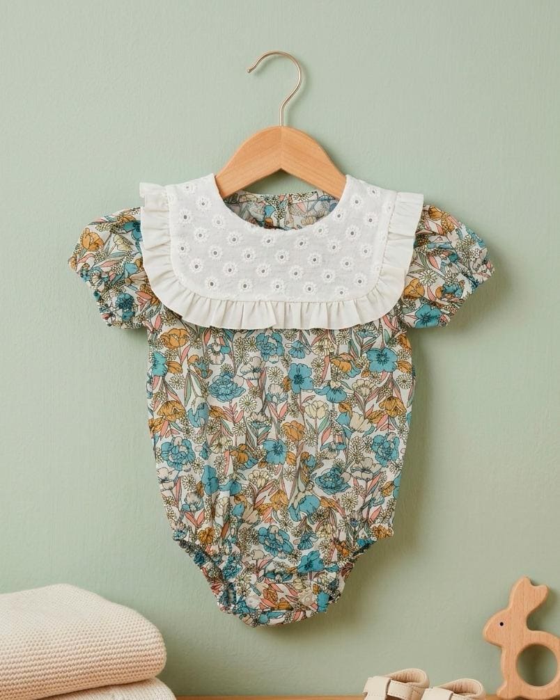 Pelele estampado flore cuello perforado MASAN BEBÉ - Imagen 4
