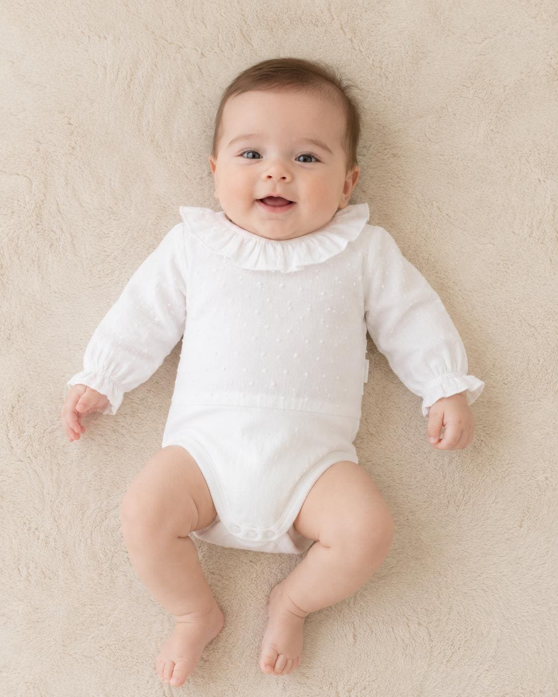 Body plumeti algodón 100% M/larga volante BABIDU RF/1731