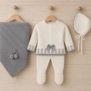 Conjunto lana toca borlón jersey polaina capota RF/2913