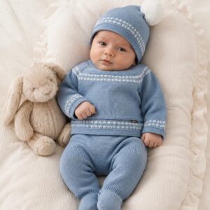 Conjunto lana jersey+polaina gorro pompón RF/2024