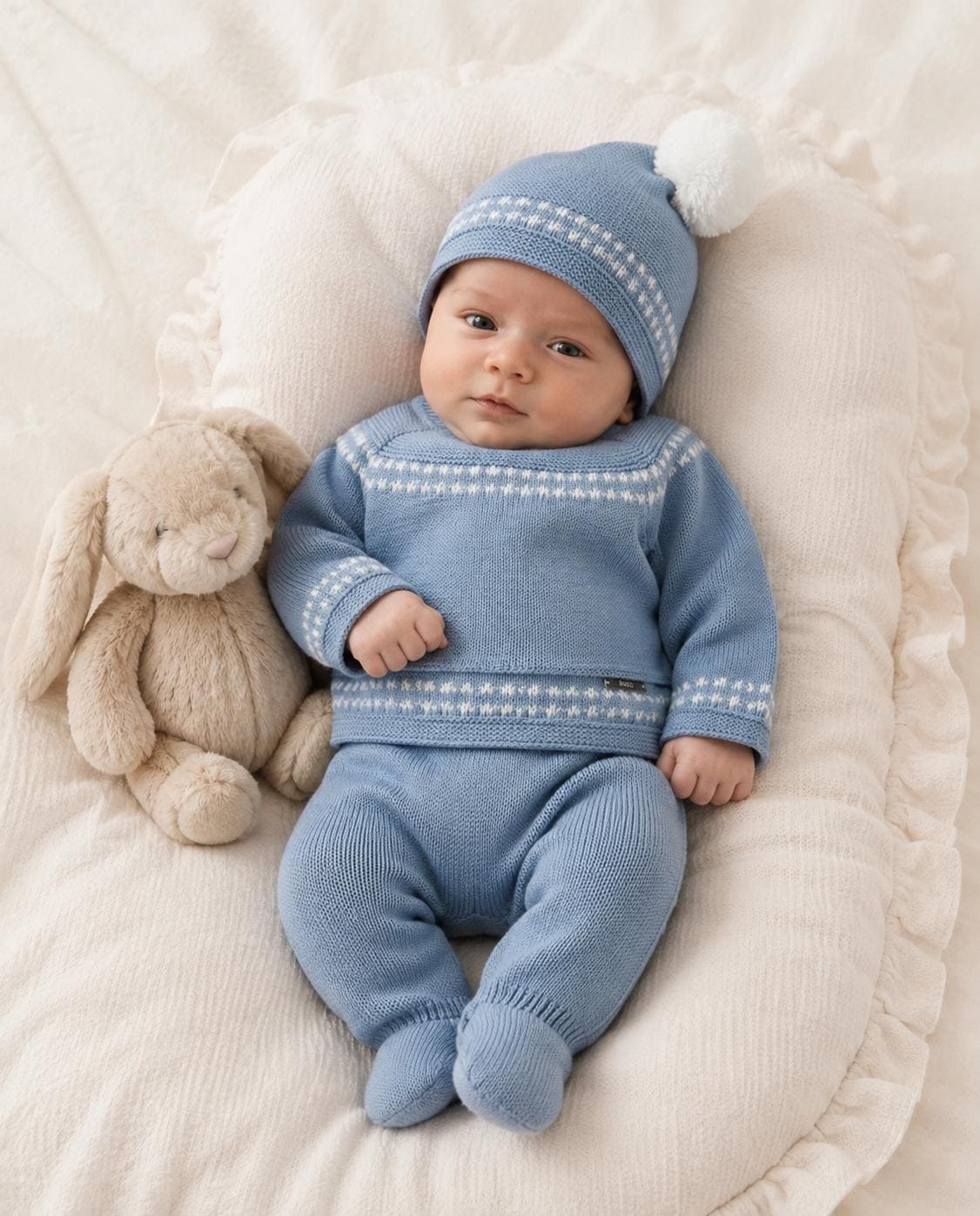 Conjunto lana jersey+polaina gorro pompón RF/2024