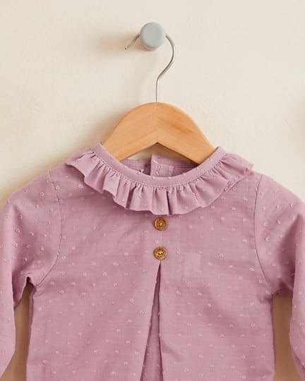 Pelele plumeti rosa empolvado M/larga MASAN BEBÉ - Imagen 3