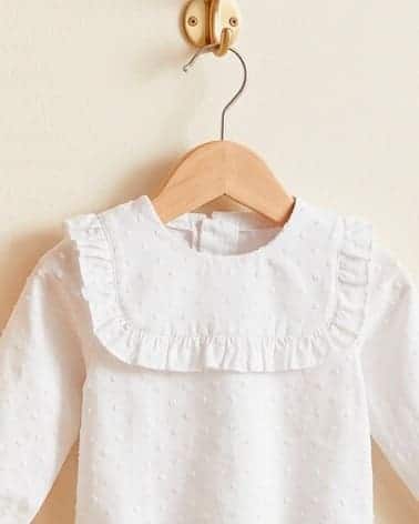Pelele forrado plumeti Blanco cuello cuadrado MASAN BEBÉ - Imagen 2