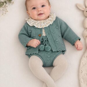 Conjunto lana rebeca cubre pañal camisa bambula RF/860