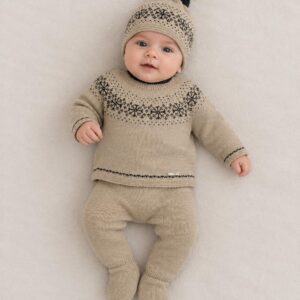 Conjunto lana gorro pompón polaina jersey RF/26C2011