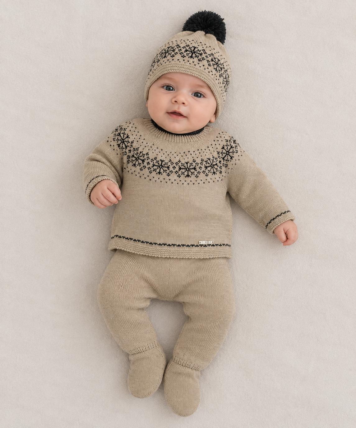 Conjunto lana gorro pompón polaina jersey RF/26C2011