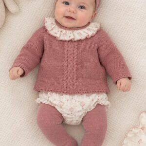 Conjunto cubre estampado jersey lana cuello volante RF/320
