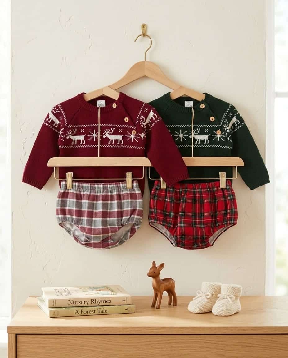 Conjunto cubre pañal cuadro jersey punto ciervo RF/2107 - Imagen 3
