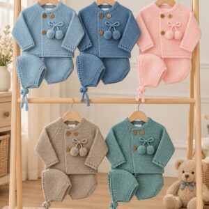 Conjunto lana cubre pañal rebeca capota RF/355